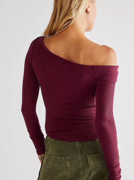 Free People Addie Twist Neck long sleeve in pomegranate