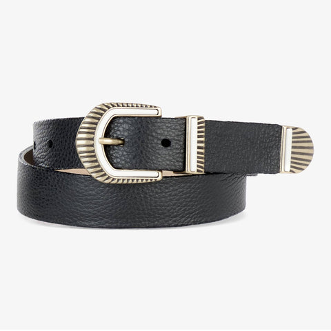 Brave Mylah leather belt in white with silver buckle