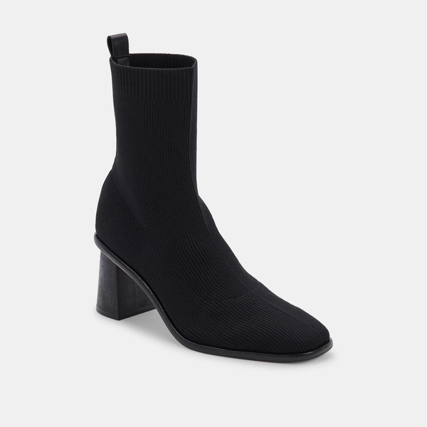Dolce Vita Alaya Ribbed Pull-On Ankle Boot in Black