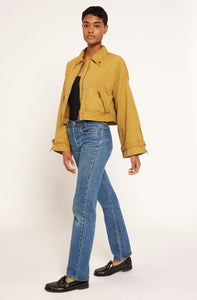 Joie Calliope Cropped Twill jacket in Ecru Olive Yellow