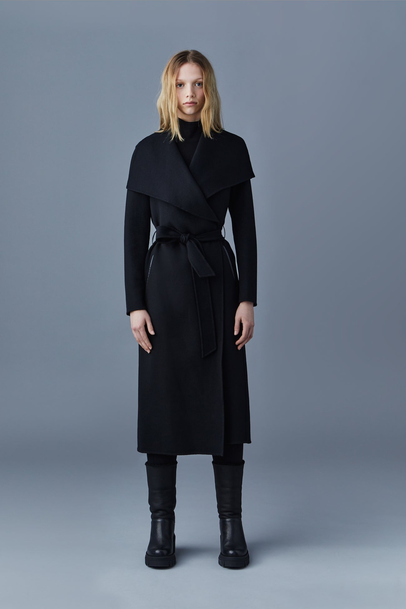Mackage Mai-CN Light Wool Wrap Coat Black