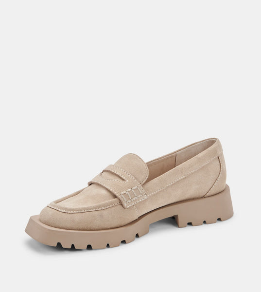 Dolce Vita Elias Sleek Chunky Sole Loafer in Dune Suede