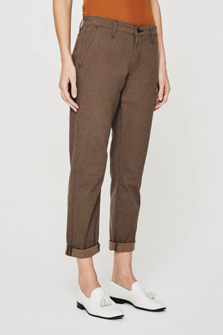 AG Caden Tailored Trouser in Pixie Gingham Taupe Multi