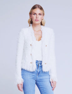 L'AGENCE Azure Cardigan Blazer in White