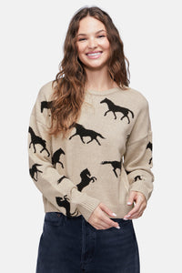Wildfox Horse Intarsia Sweater in Champagne Beige