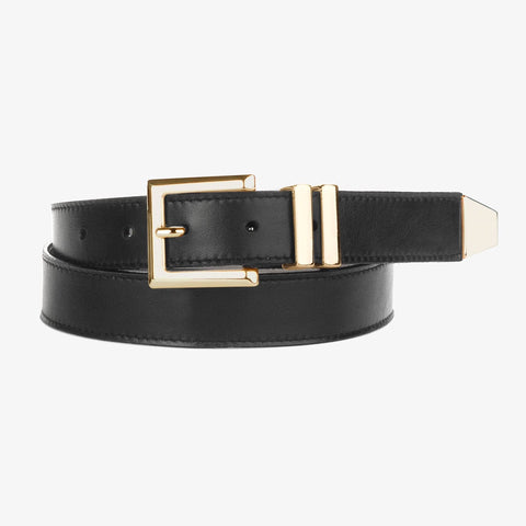 Brave Mina Napa leather belt in Black with gold buckle