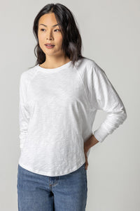 Lilla P Long Sleeve Gusset Boatneck Tee in White