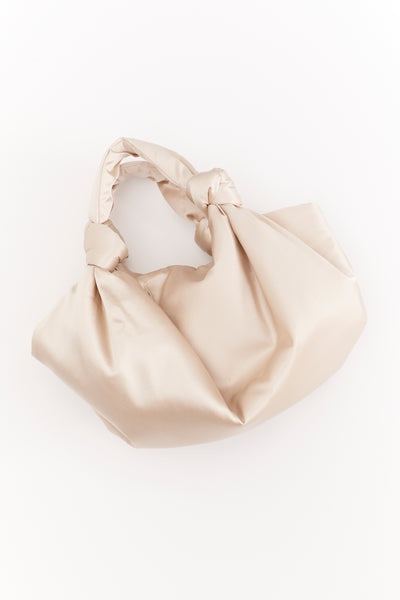 Velvet JG Robyn Satin Knot Bag in Oyster