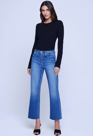 L'AGENCE Wanda Hi Rise Crop Wide Leg in Bordello