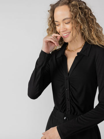Sanctuary Dream Girl Long Sleeve Button Up in Black
