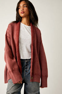 Free People Chamomile Cardi in Washed Russet Acorn