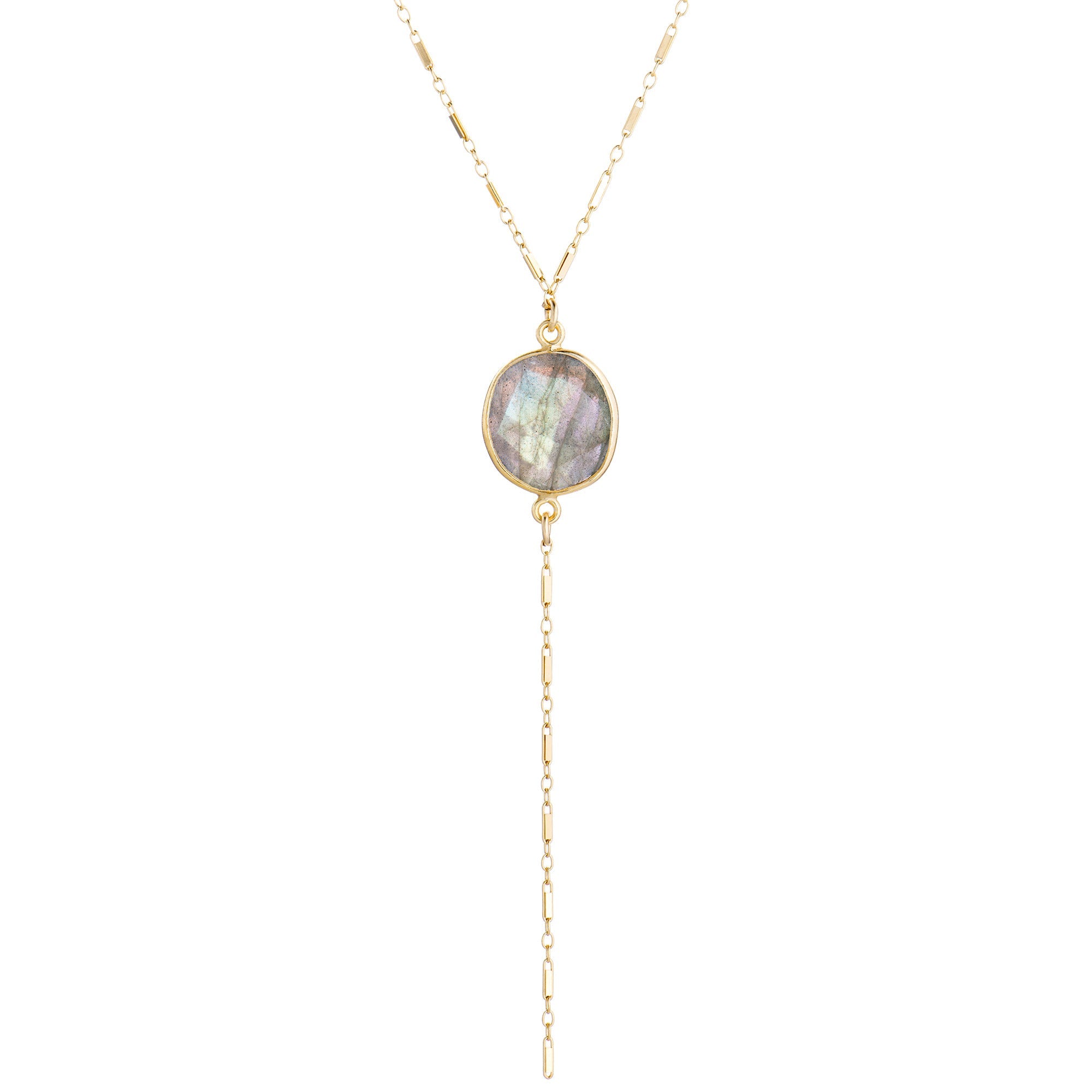 LOLO Lariat Stone 18K Gold Filled Labradorite Necklace