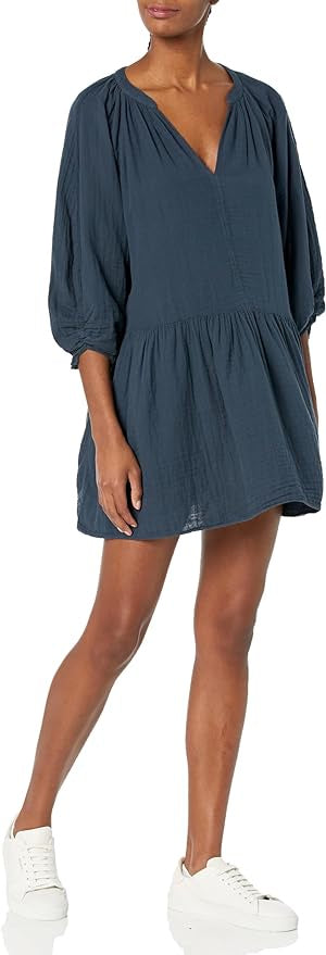 Velvet Nica Cotton Gauze V-Neck Dress in Snorkel