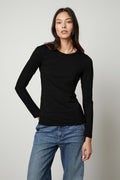 Velvet Zofina05 Gauzy Whisper Classic L/S Top Black