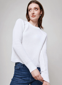 autumn cashmere scallop shaker sweater in bleach white