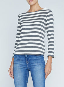 L’AGENCE Lucille stripe boatneck top marengo/white