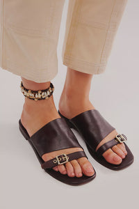 Free People Mila Minimal Flat Sandal in Black
