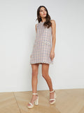 L'AGENCE Florian Tweed Shift Dress Tan/DustyPink/Blu