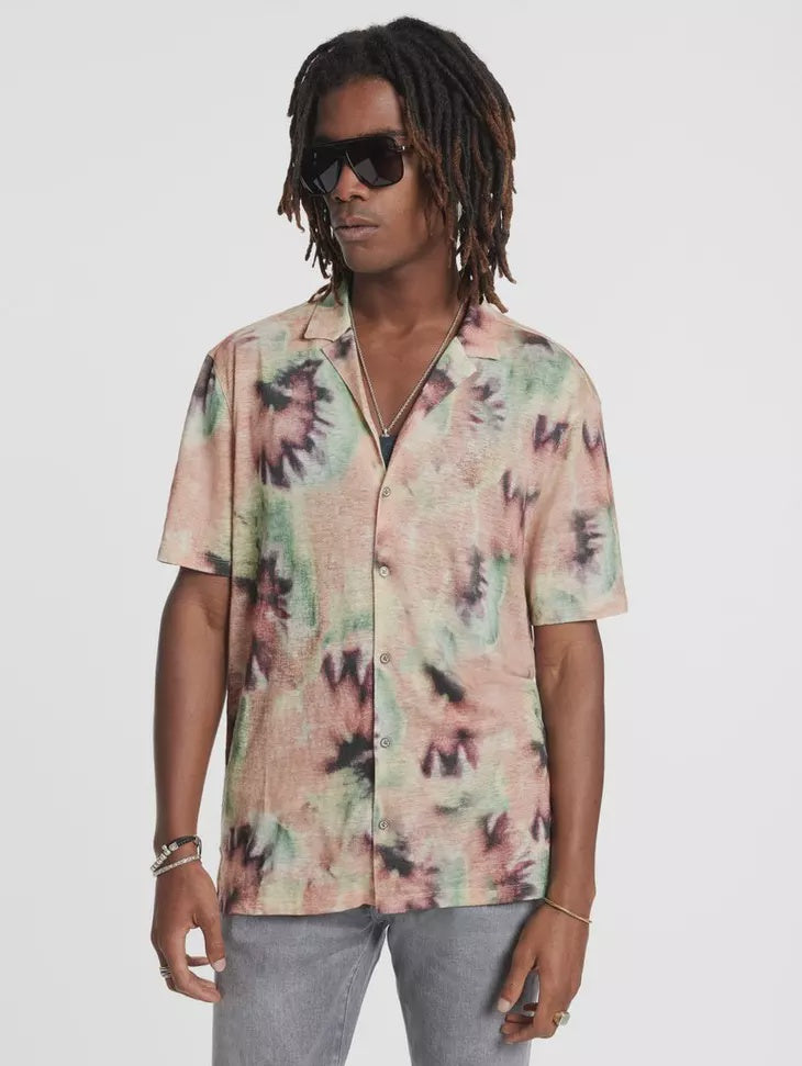 John Varvatos ESTRELA S/S Camp Shirt - Misty Rose