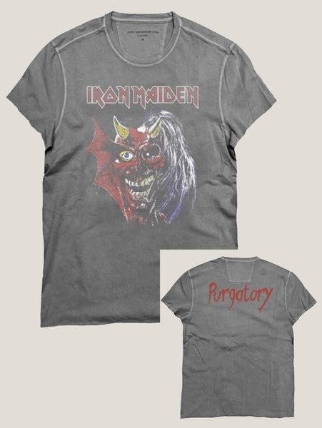 John Varvatos Iron Maiden Purgatory SS Raw Edge Tee - Coal