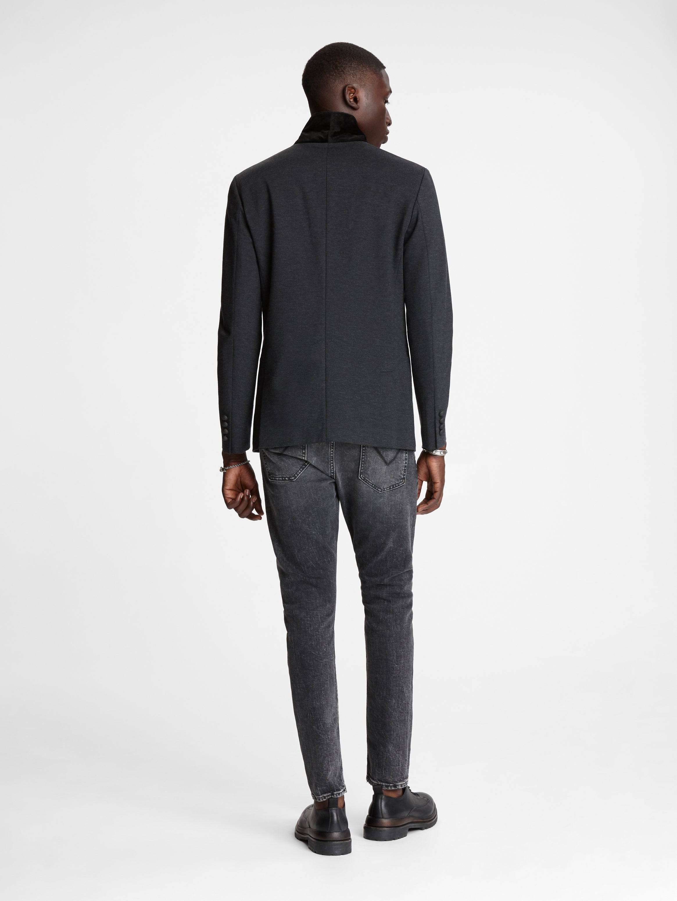 John Varvatos SEAN SHAWL COLLAR KNIT SOFT JCKT Charcoal