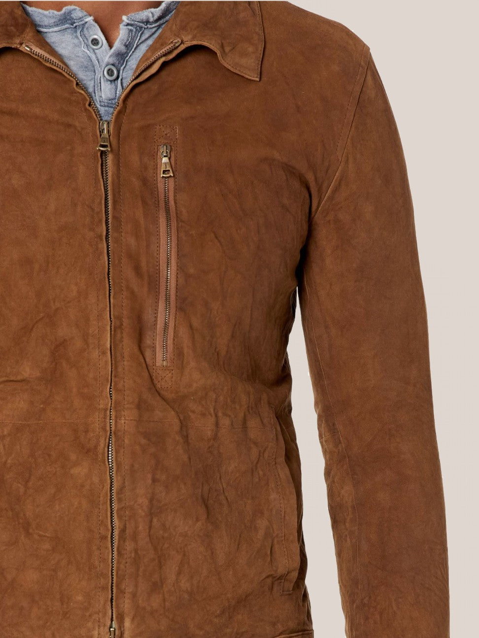 John Varvatos JAY Blouson Leather Jacket - Light Ghurka