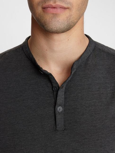John Varvatos Duke S/S HENLEY BURNOUT Tee - Charcoal