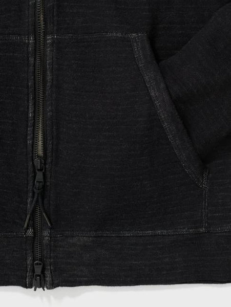 John Varvatos Providence Double Knit Plaited Hoodie- Black