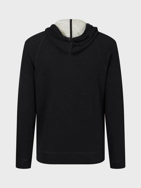 John Varvatos Providence Double Knit Plaited Hoodie- Black