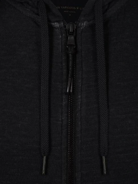 John Varvatos Providence Double Knit Plaited Hoodie- Black