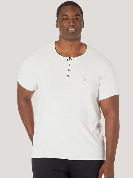 John Varvatos Quincey SS Slub Henley with Peace Sign - White