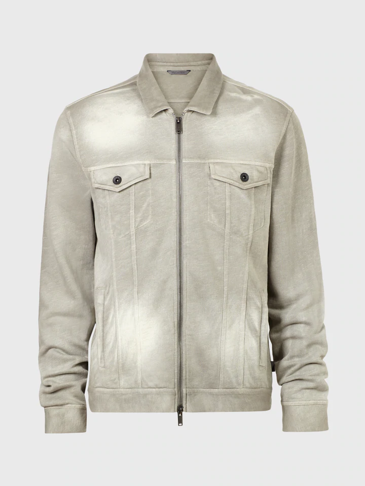 John Varvatos Valdez LS Terry Trucker Jacket Sun Wash - Seal Grey