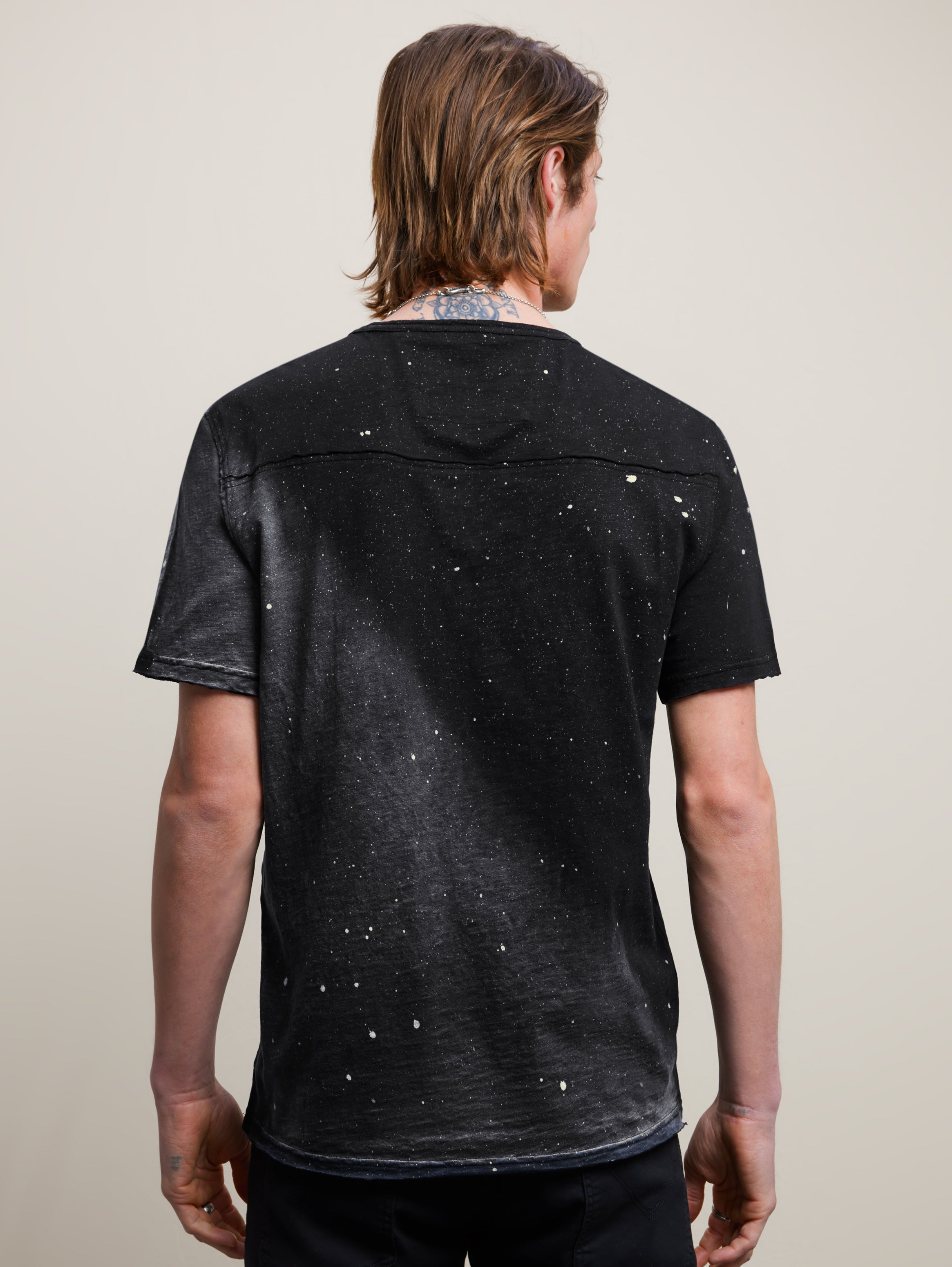 John Varvatos Jasper Crew Neck Tee w/ Spray Splatter - Black