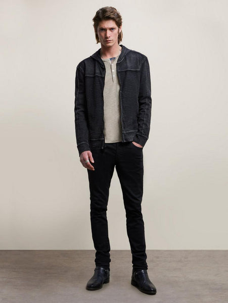 John Varvatos Norton LS High Twist Slub Cotton Pullover Hood - Black