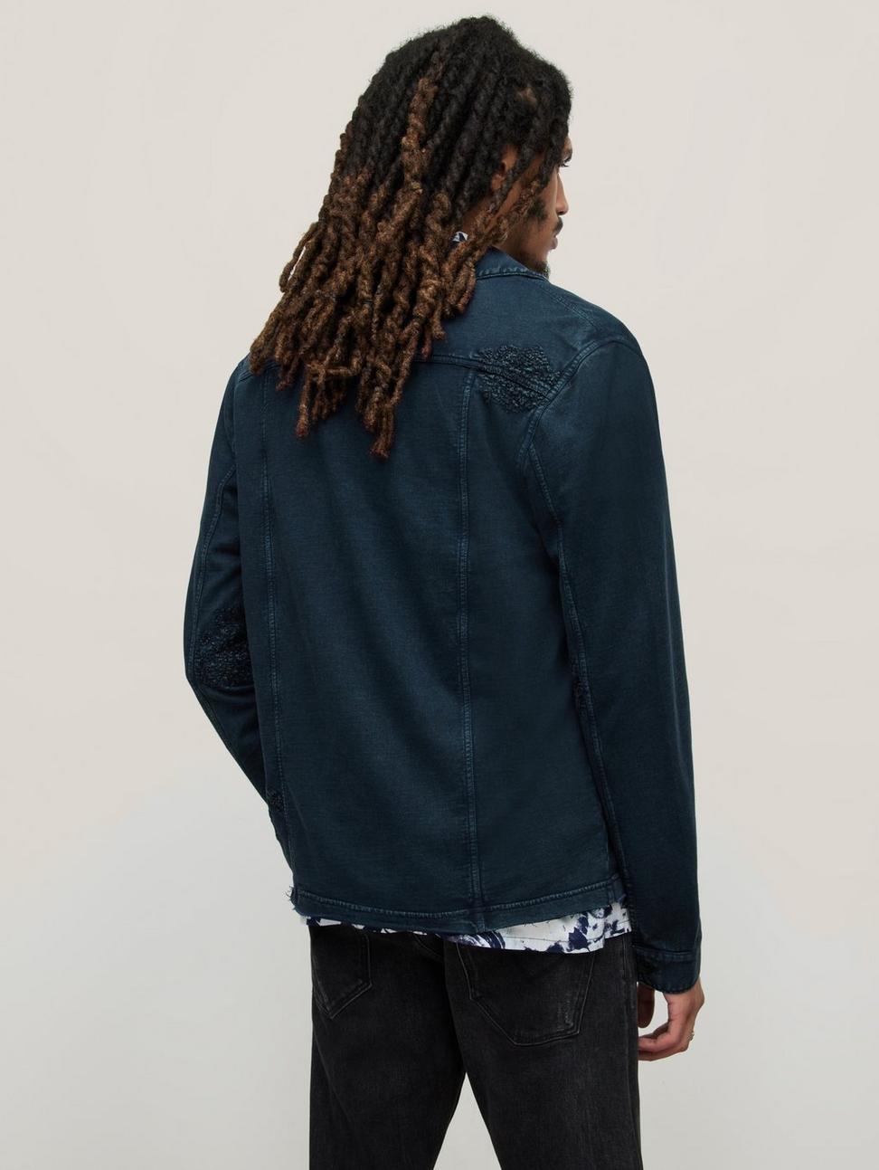 John Varvatos  Dalton Trucker Jacket with Mending Details - Navy