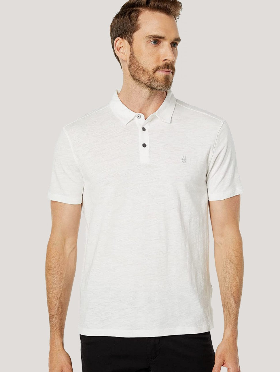 John Varvatos Victor SS Slub Peace Polo - Salt