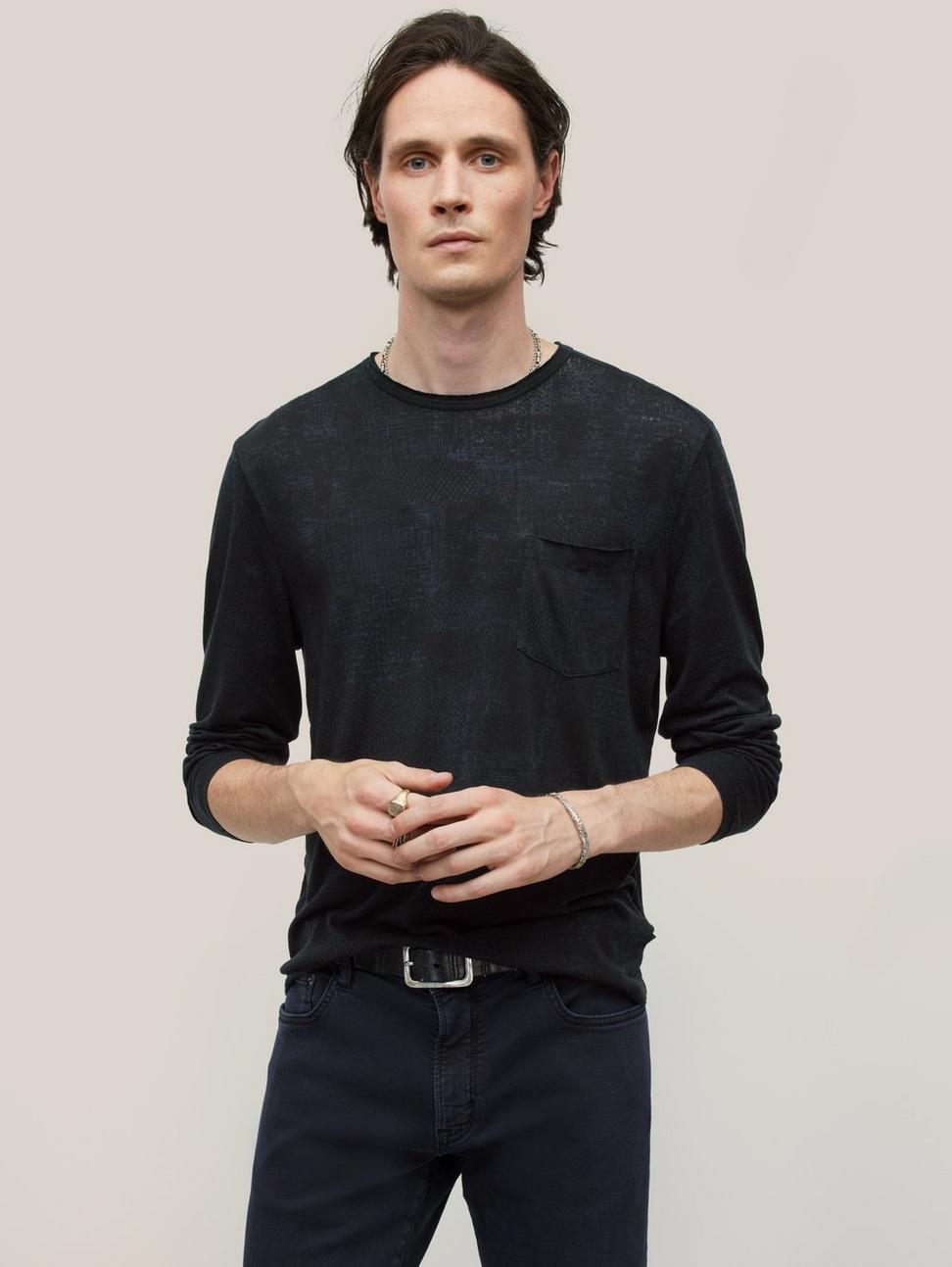 John Varvatos ATKINS L/S Crew - Officer Blue