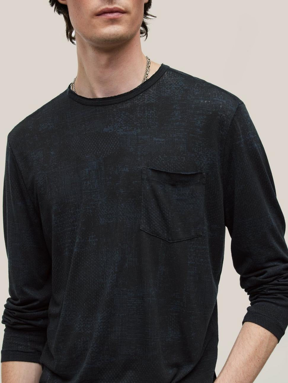 John Varvatos ATKINS L/S Crew - Officer Blue