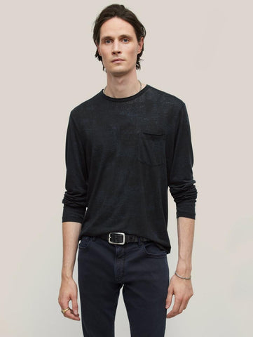 John Varvatos ATKINS L/S Crew - Officer Blue