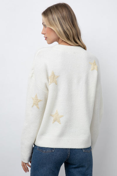 Rails Kana crewneck sweater in white gold stars