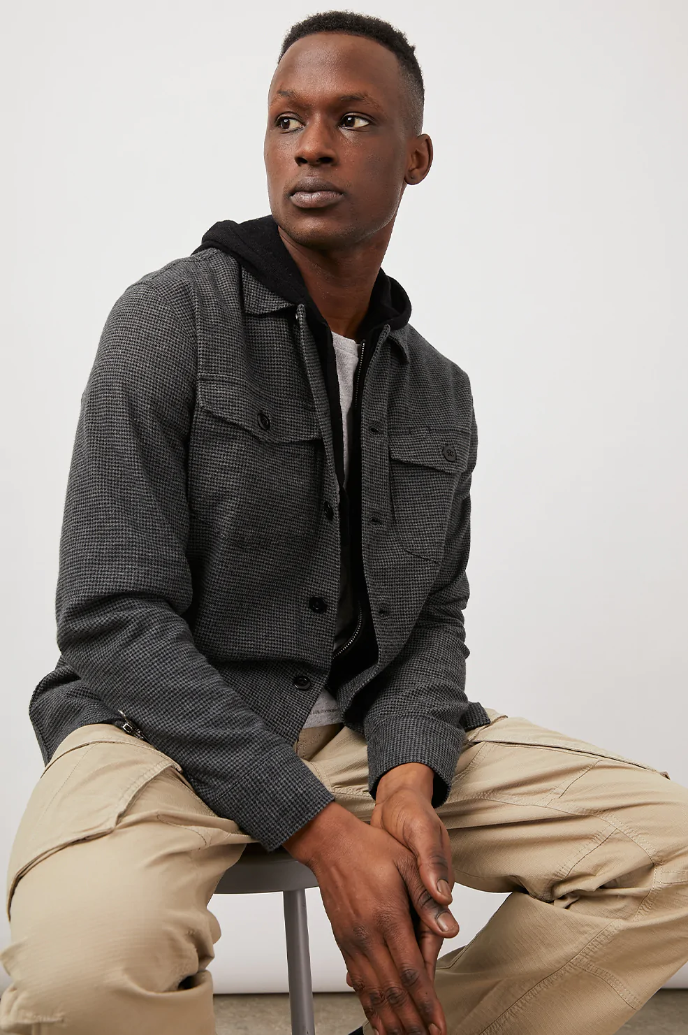 Rails Men's Kerouac Jacket - Charcoal Black Houndstooth