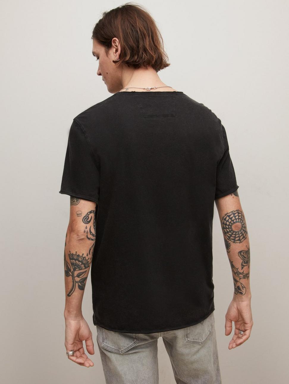 John Varvatos Floral Flames Crew Neck Tee - Black