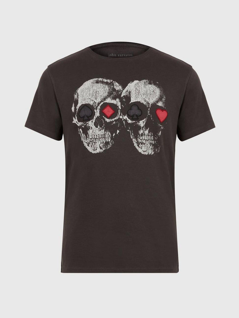 John Varvatos Double Down Skull SS Tee - Coal – manhattan casuals