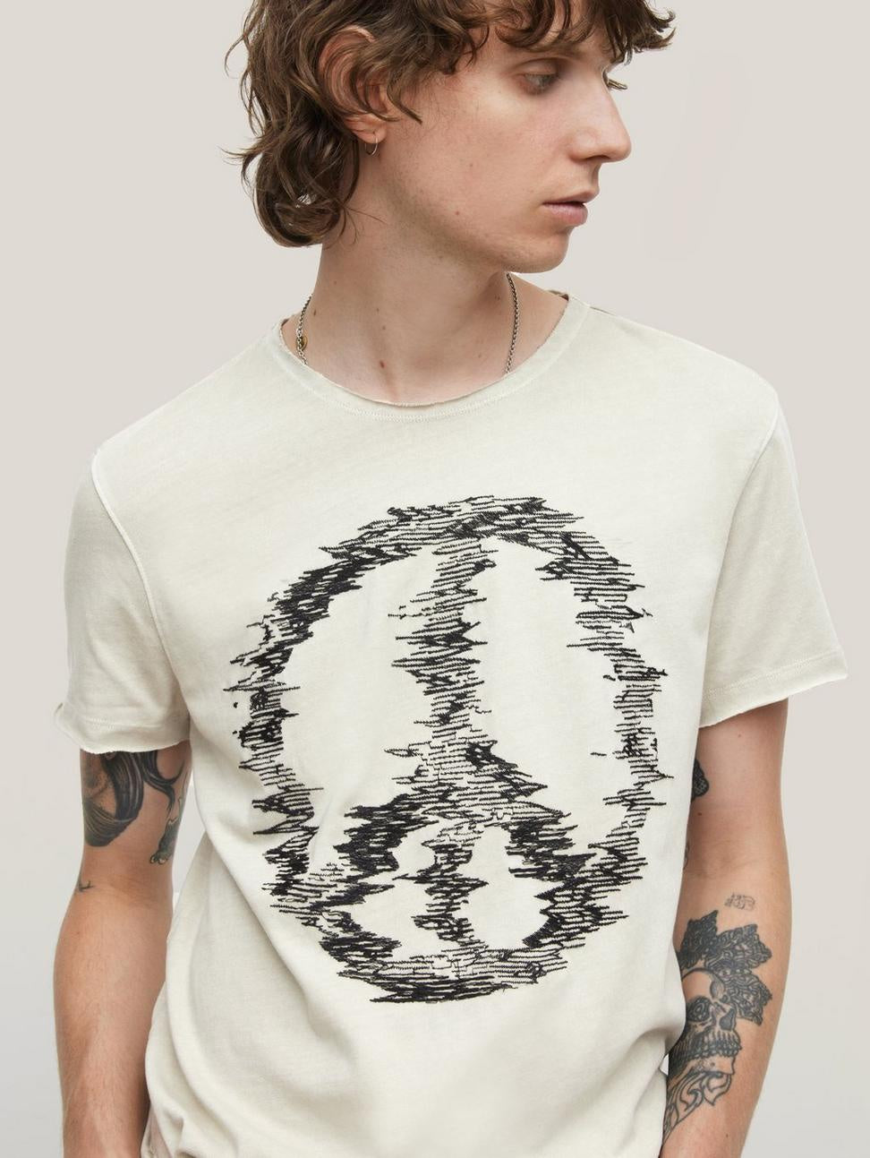 John Varvatos DISTORTED PEACE Tee - Fossil Grey