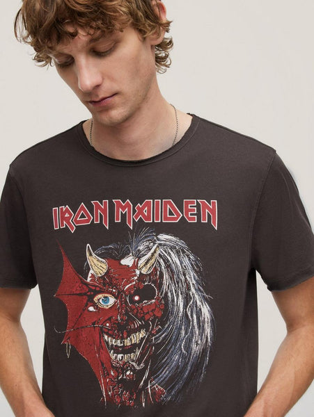 John Varvatos Iron Maiden Purgatory SS Raw Edge Tee - Coal