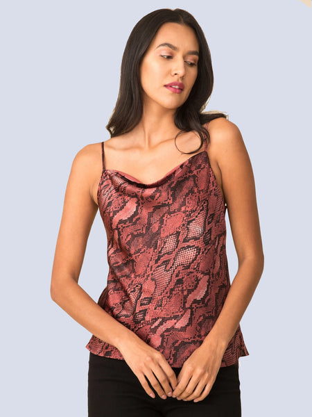 L'AGENCE Kay Cowl Tank in Garnet/Black