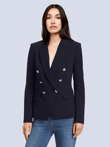 L'AGENCE Kenzie Double Breasted Blazer in Midnight
