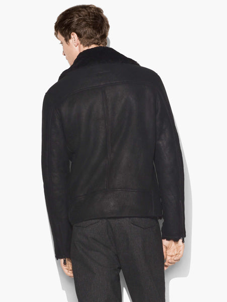 John Varvatos Shearling Asymmetric Zip Jacket