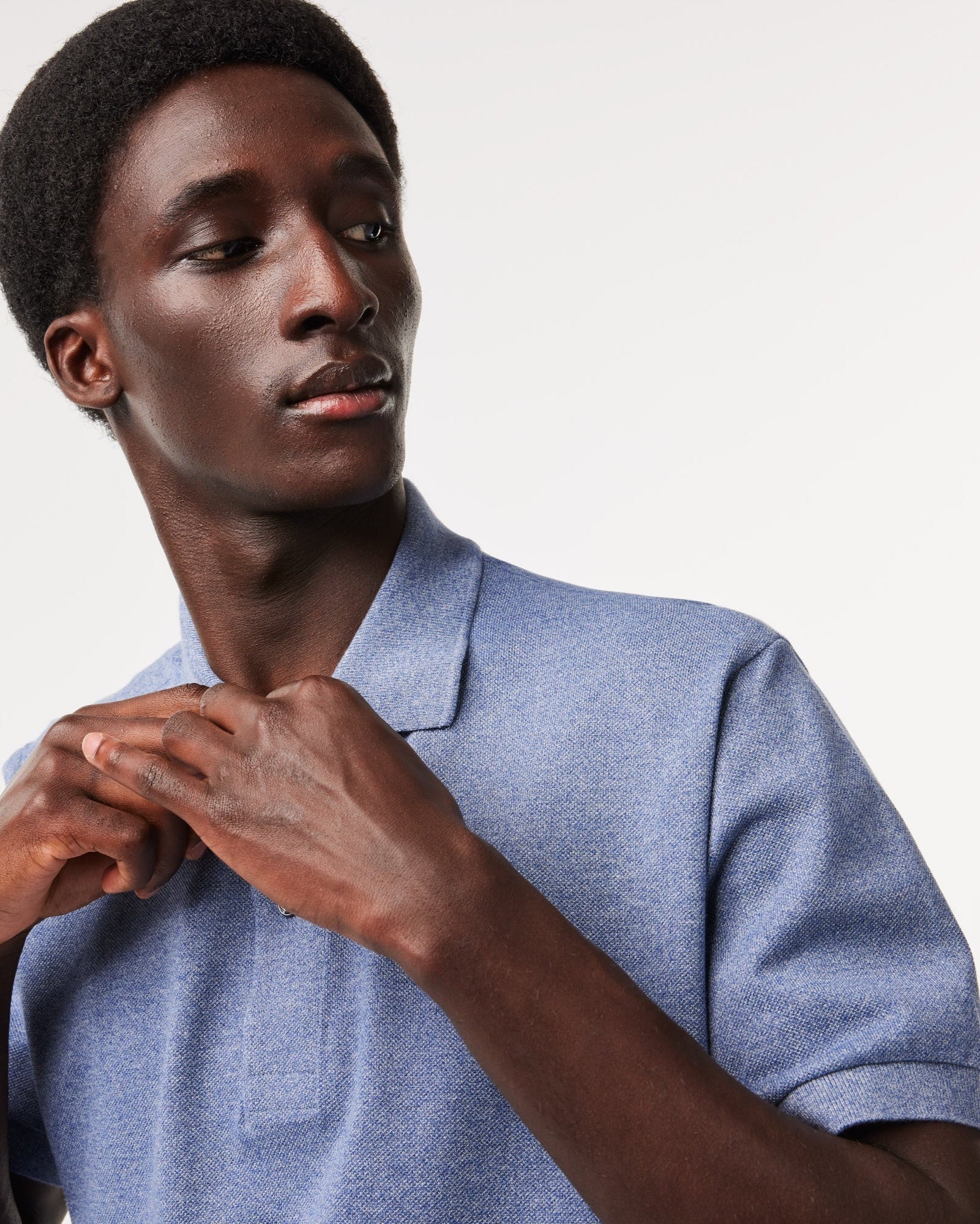Lacoste Original Heathered Pique Cotton Polo - Light Indigo Blue