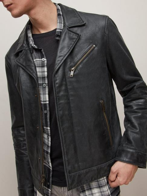 John Varvatos Oscar Leather Jacket Black